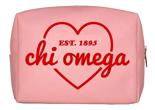 Chi Omega Pink & Red Heart Makeup Bag 1
