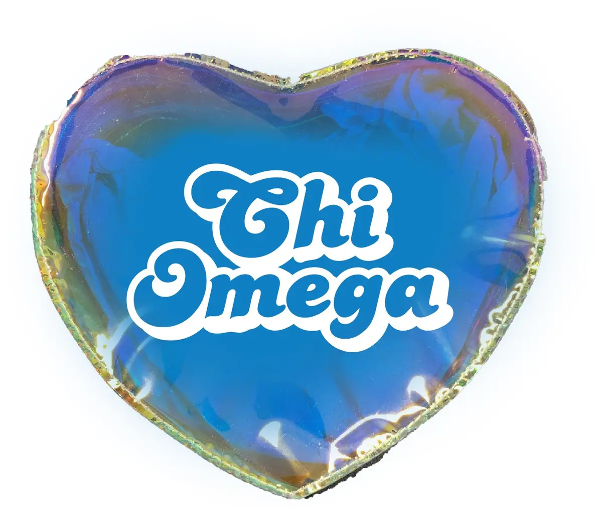 Chi Omega Holographic Heart Shaped Makeup Bag 1