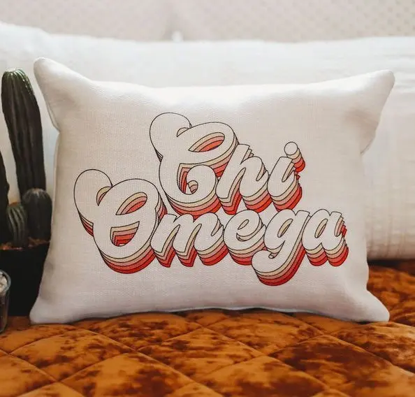 Chi Omega Retro Throw Pillow 1