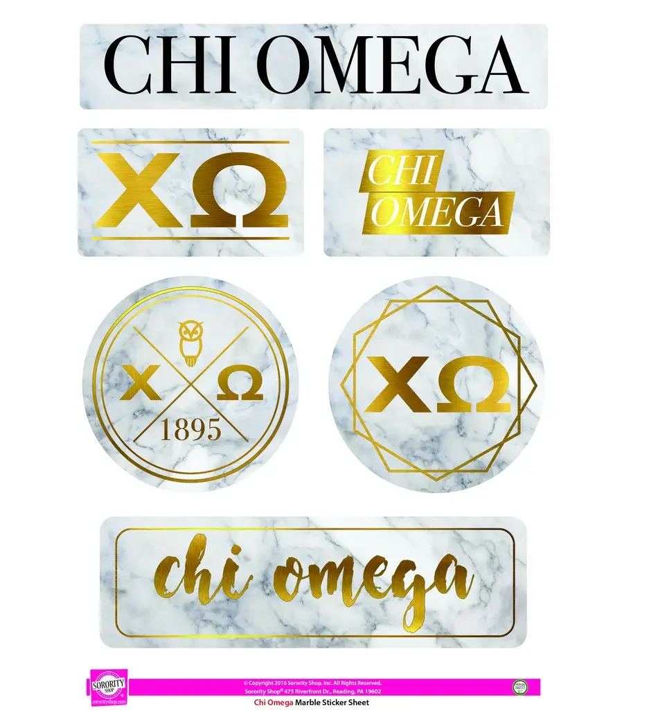 Chi Omega Marble Sticker Sheet 1