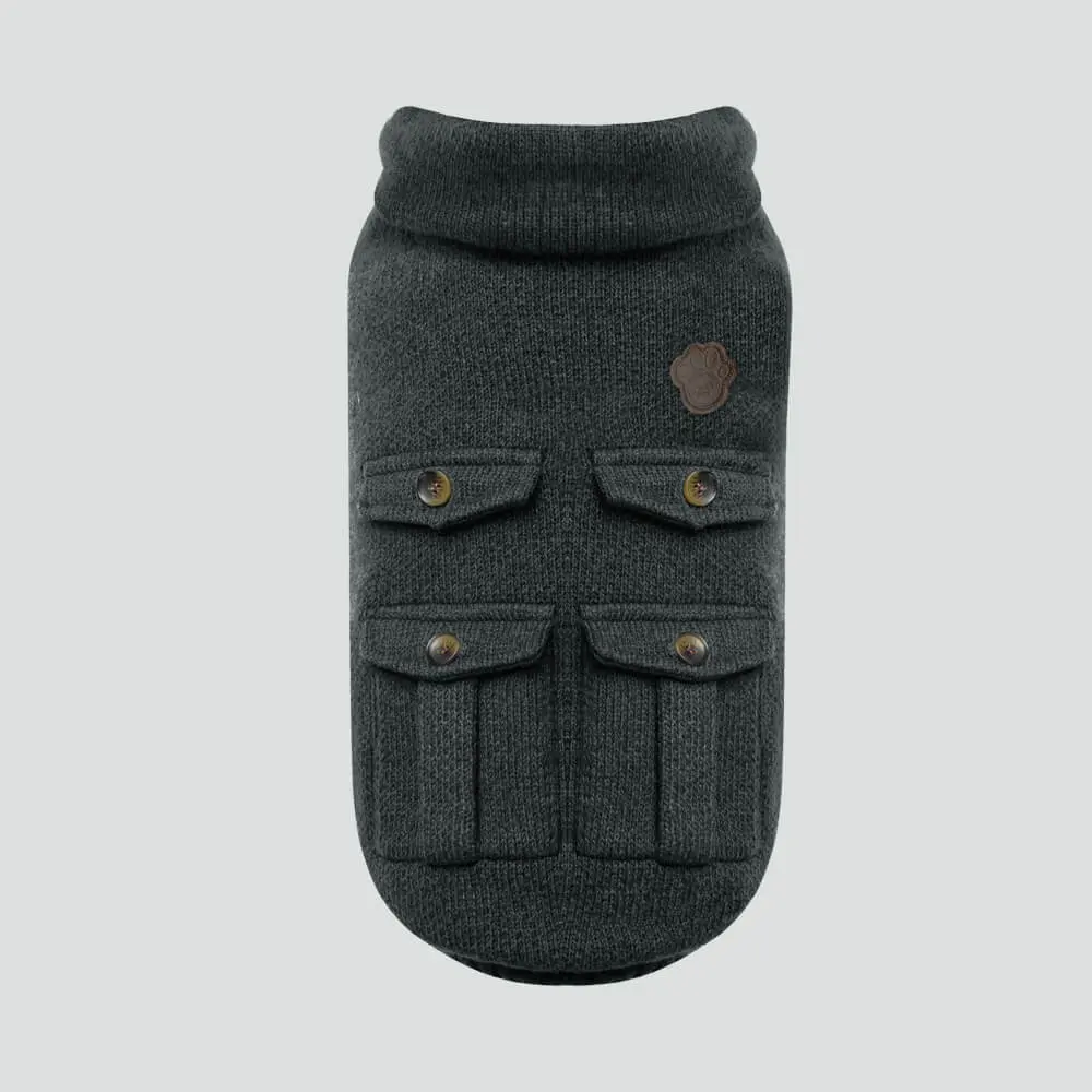 Canada Pooch | Cargo Cardigan Sweater In Charcoal 1