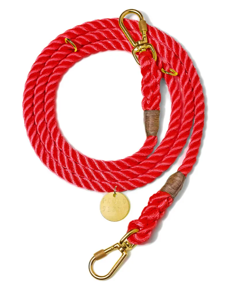 Adjustable Rope Lead In Red (Final Sale) 1