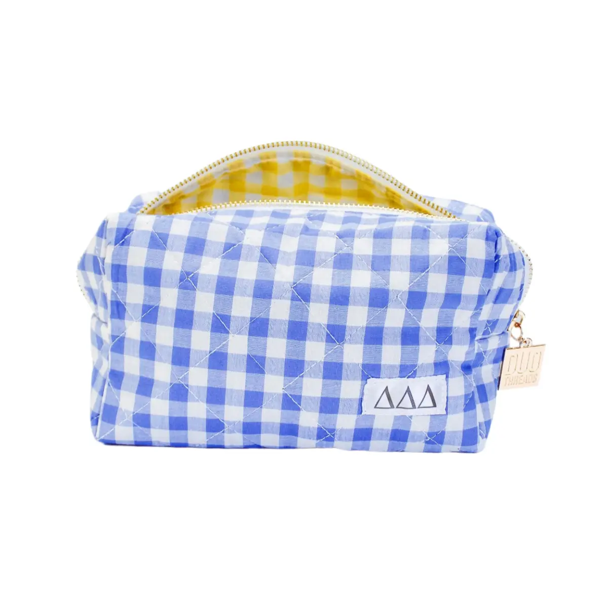 Delta Delta Delta Gingham Quilted Makeup Bag 1