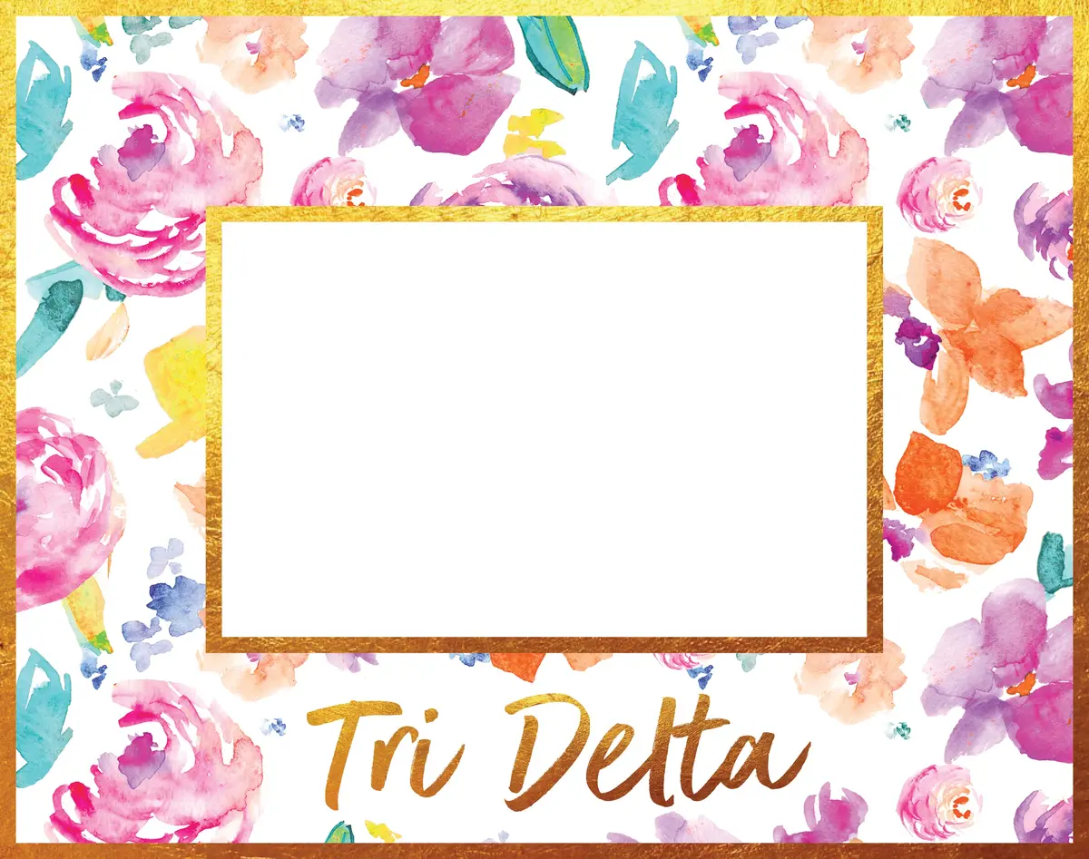 Delta Delta Delta Gold Foil & Floral Painted Wooden Picture Frame 1