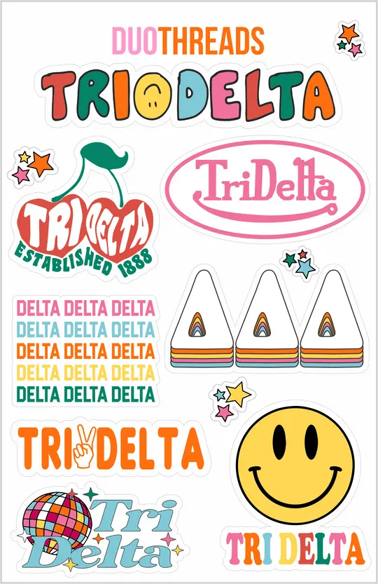 Delta Delta Delta Rainbow Sticker Sheet 1