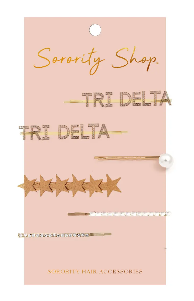Delta Delta Delta Rhinestone Hair Clips 1