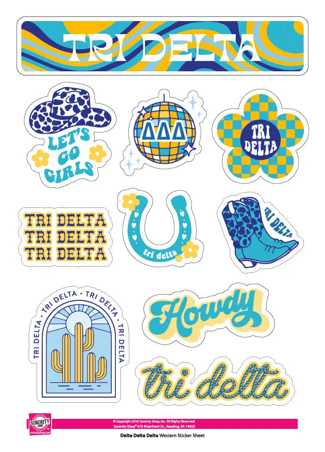 Delta Delta Delta Western Disco Sticker Sheet 1