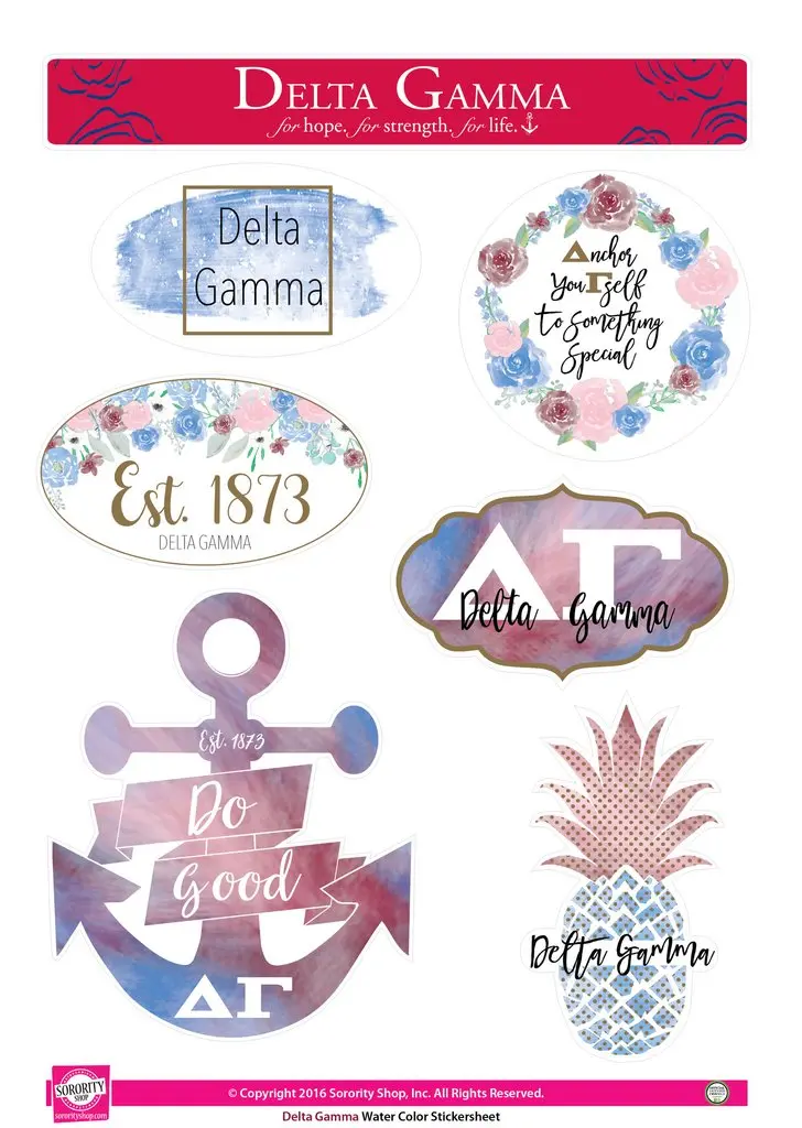 Delta Gamma Watercolor Sticker Sheet 1