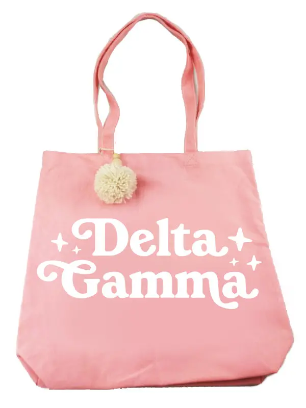 Delta Gamma Pom Pom Tote Bag 1