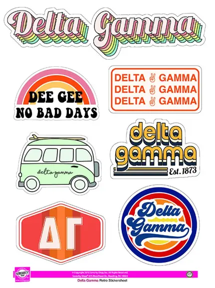 Delta Gamma Retro Sticker Sheet 1