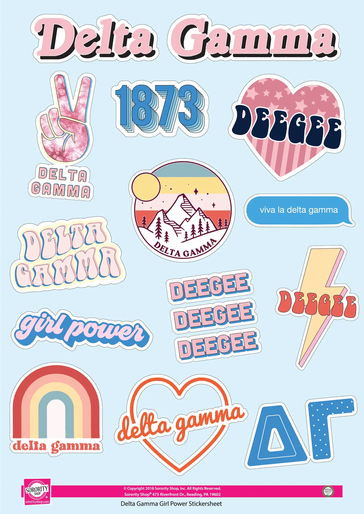 Delta Gamma Girl Power Sticker Sheet 1