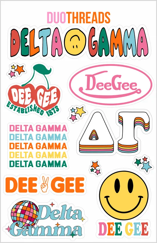 Delta Gamma Rainbow Sticker Sheet 1