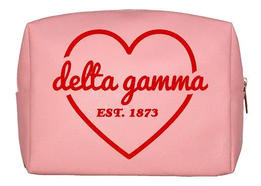 Delta Gamma Pink & Red Heart Makeup Bag 1