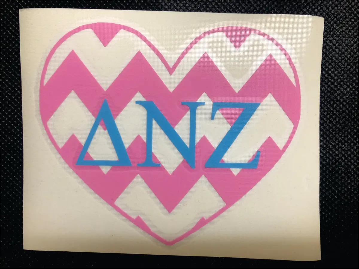 Delta Nu Zeta Heart Vinyl Decal - Discontinued 1