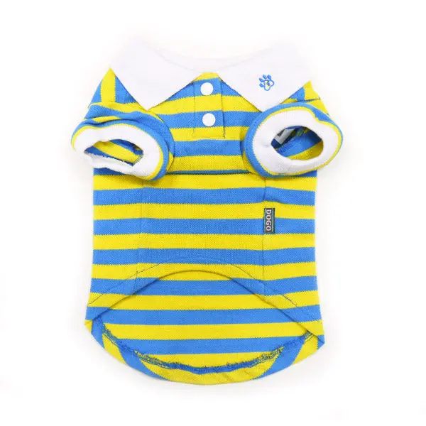 Dogo | Stripe Polo In Yellow And Blue 1
