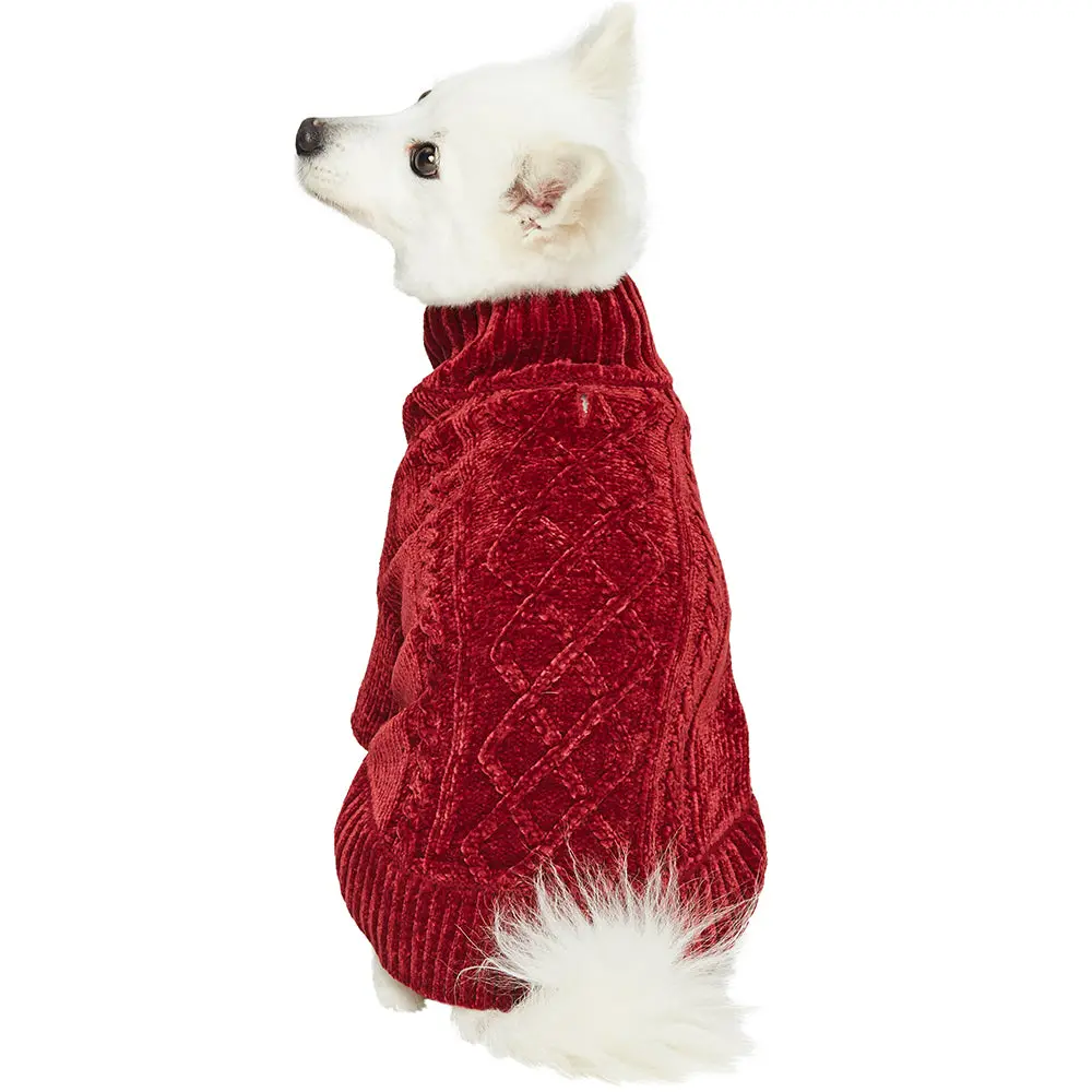 Dogs & Cats & Co. | Cozy Chenille Sweater In Red 1
