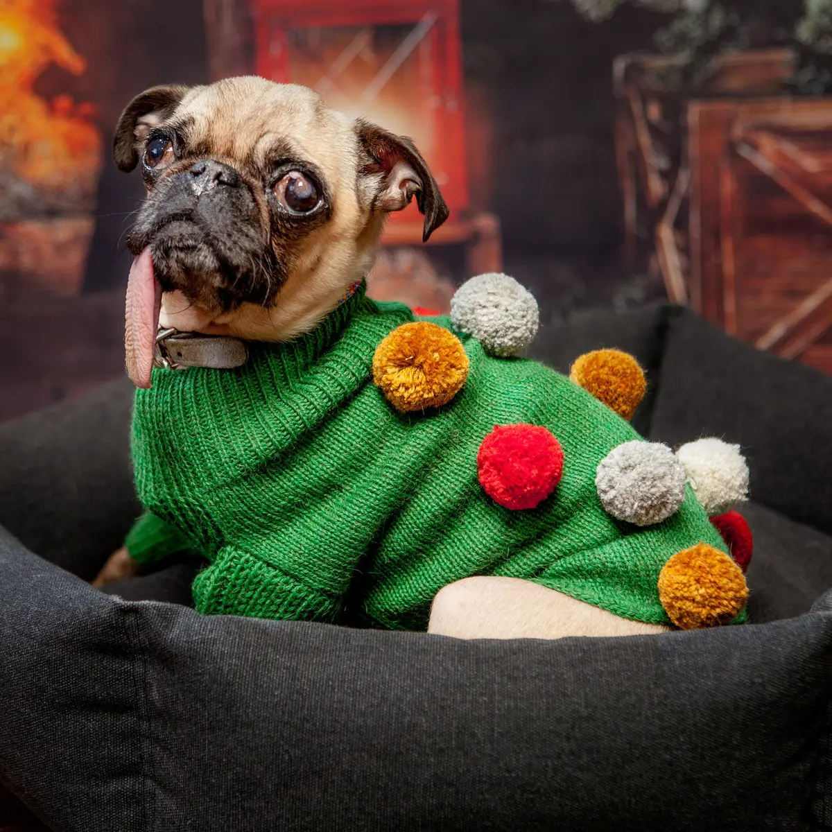 Oeuf | Green Pom Pom Sweater 1