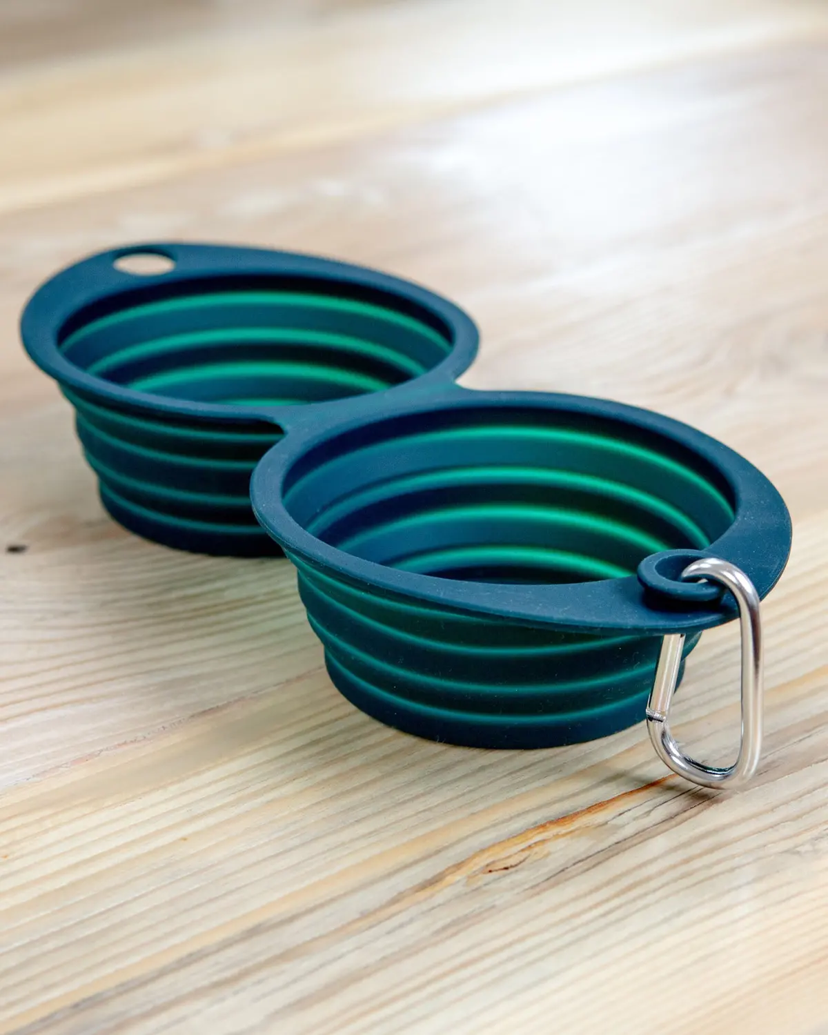 Double Travel Dog Bowl In Forest Green 1