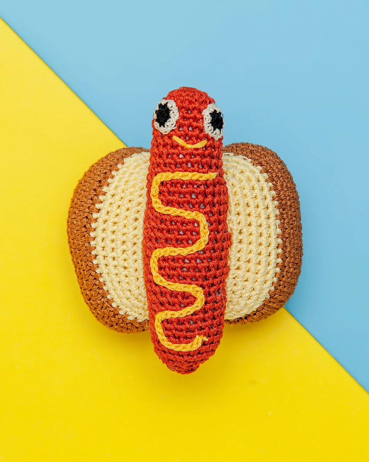 Hot Dog Organic Knit Dog Toy 1