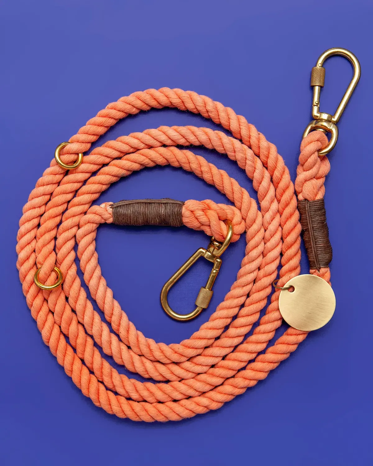 Adjustable Rope Lead In Peach (Made In The Usa) 1