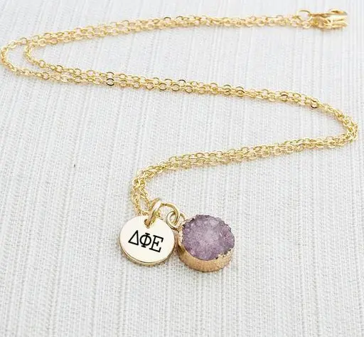 Delta Phi Epsilon Druzy Necklace 1
