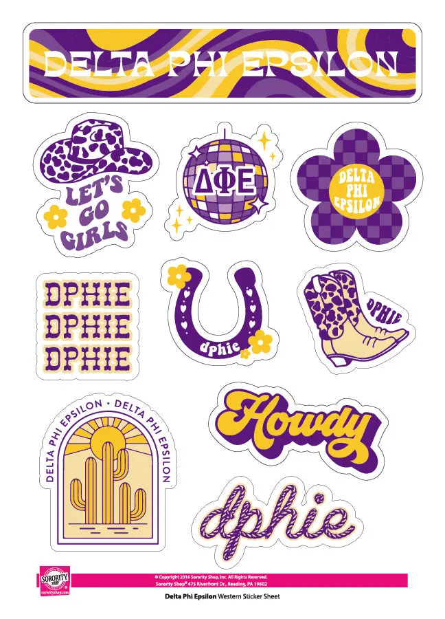 Delta Phi Epsilon Western Disco Sticker Sheet 1