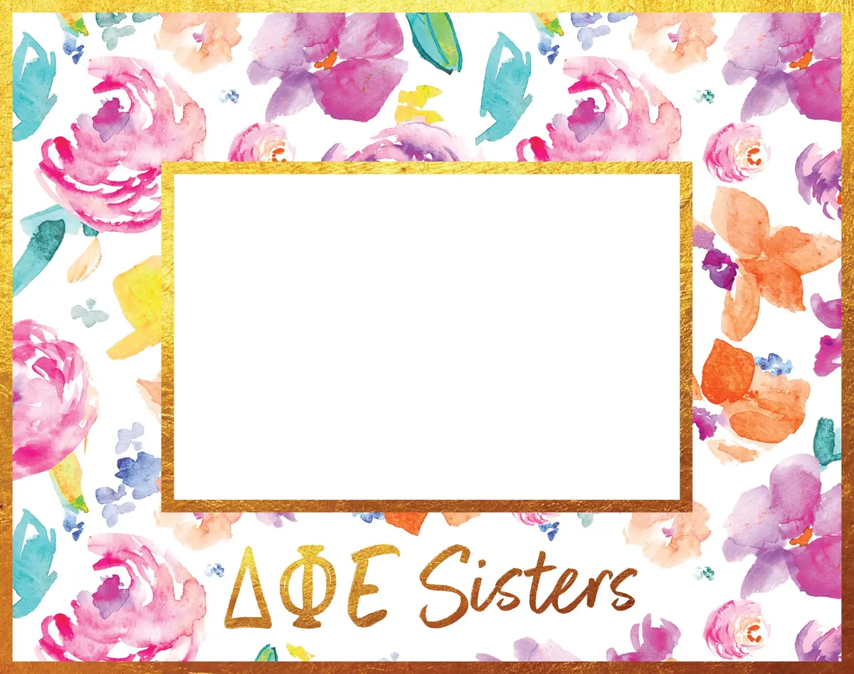 Delta Phi Epsilon Gold Foil & Floral Painted Wooden Picture Frame 1