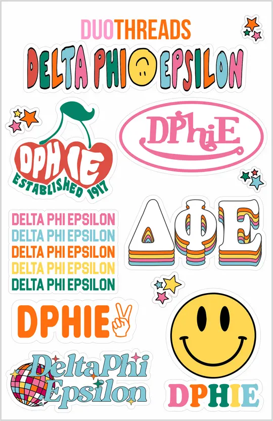 Delta Phi Epsilon Rainbow Sticker Sheet 1