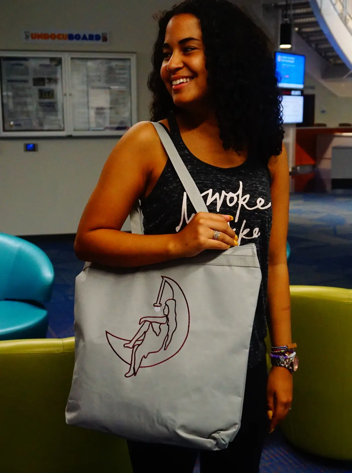 Lambda Theta Alpha Lady On The Moon Gray Tote - Being Updated 1