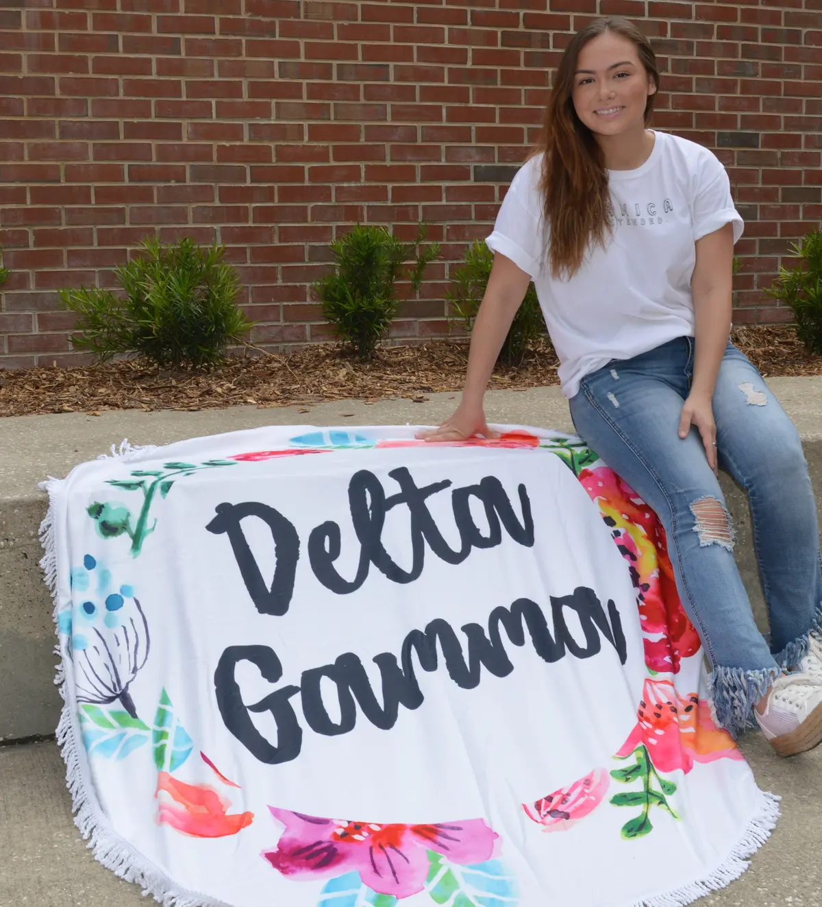 Delta Gamma Fringe Towel Blanket 1