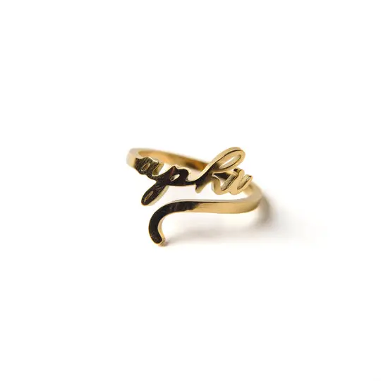 Alpha Phi Romantic Script Adjustable Ring 1