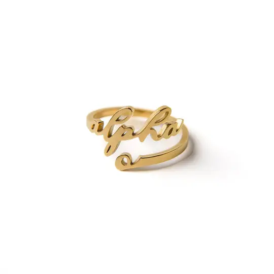 Alpha Omicron Pi Romantic Script Adjustable Ring 1