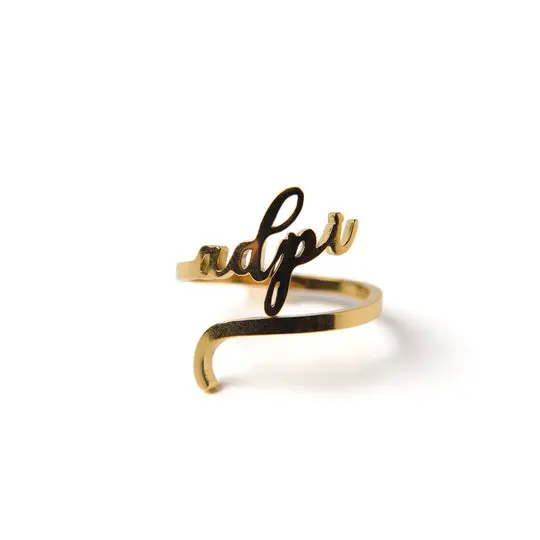 Alpha Delta Pi Romantic Script Adjustable Ring 1