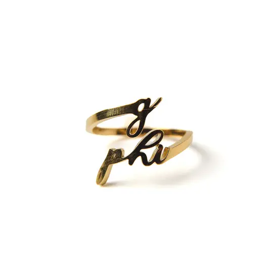 Gamma Phi Beta Romantic Script Adjustable Ring 1