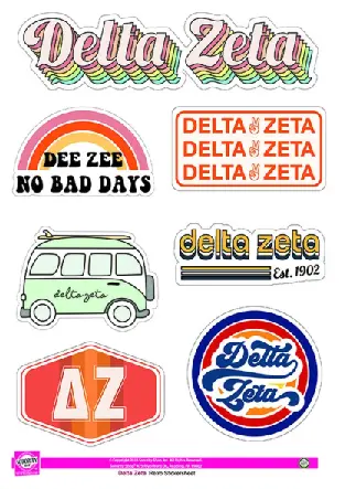 Delta Zeta Retro Sticker Sheet 1