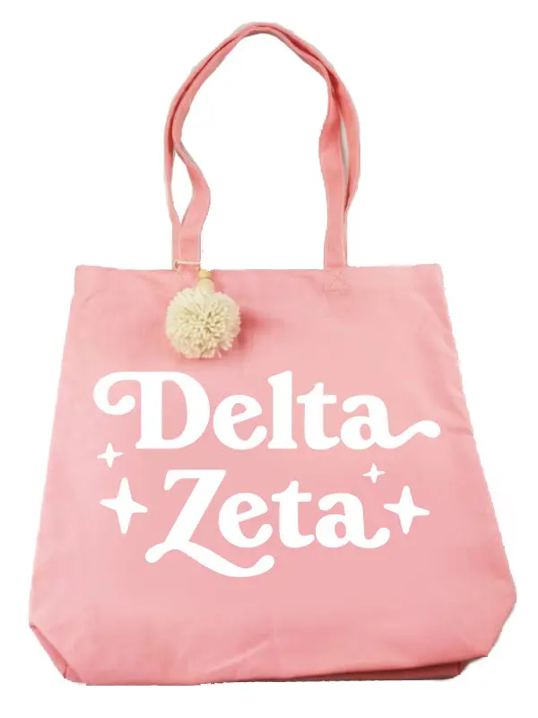 Delta Zeta Pom Pom Tote Bag 1