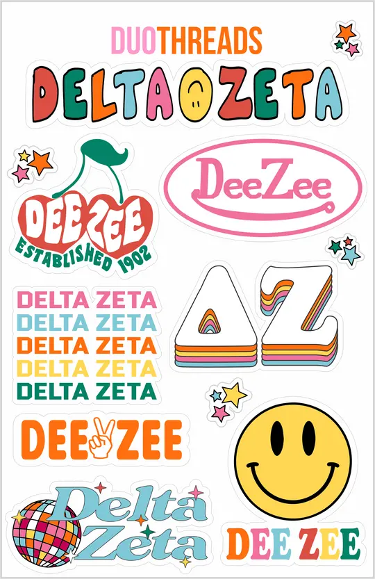 Delta Zeta Rainbow Sticker Sheet 1