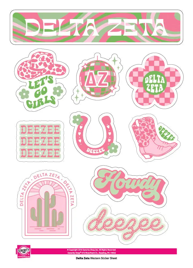 Delta Zeta Western Disco Sticker Sheet 1