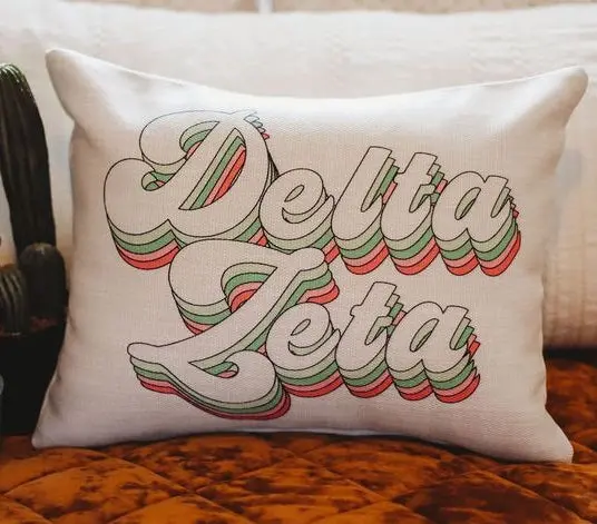 Delta Zeta Retro Throw Pillow 1