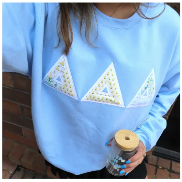 Chi Omega Patchwork Gilden Crewneck 1