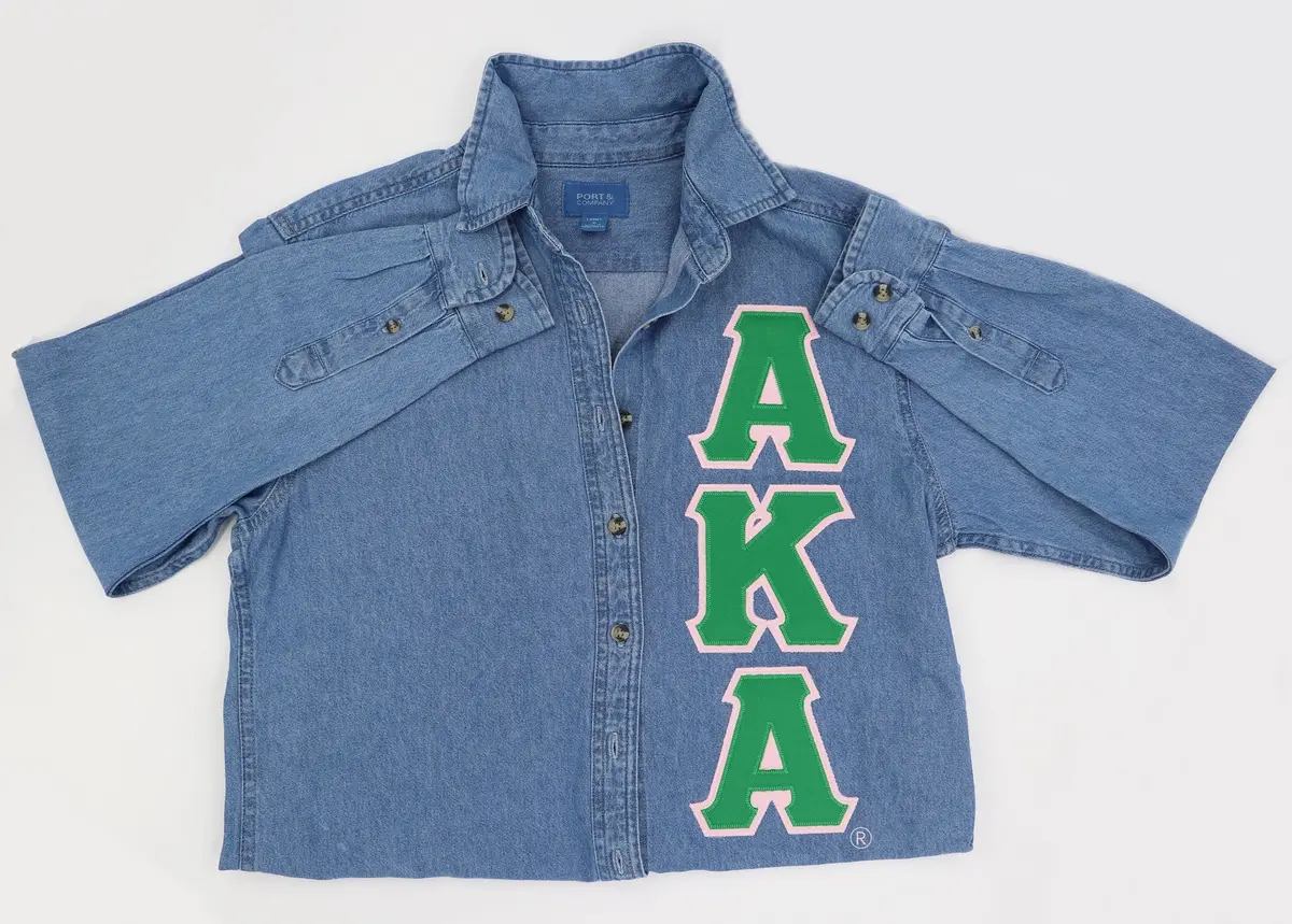 Alpha Kappa Alpha Denim Button Down Shirt 1