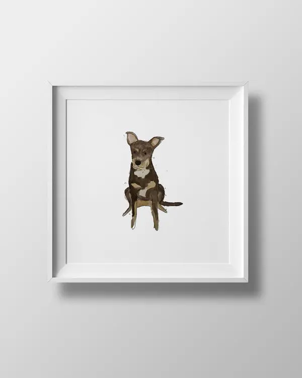 Custom Watercolor Pet Portrait (9" X 9") 1