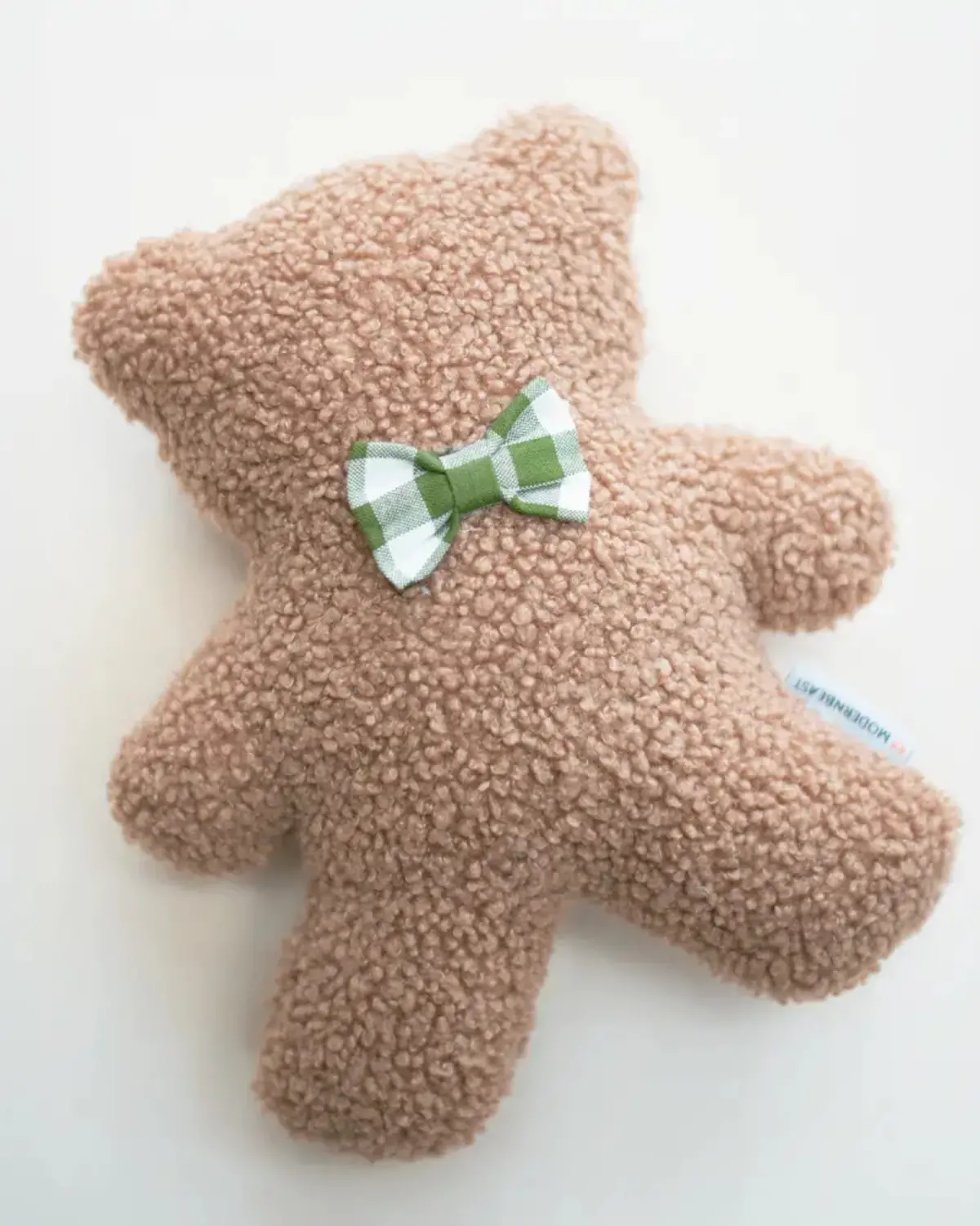 Lavender Brown Bear Plush Dog Toy With Forest Gingham Bowtie (Made In The Usa) 1