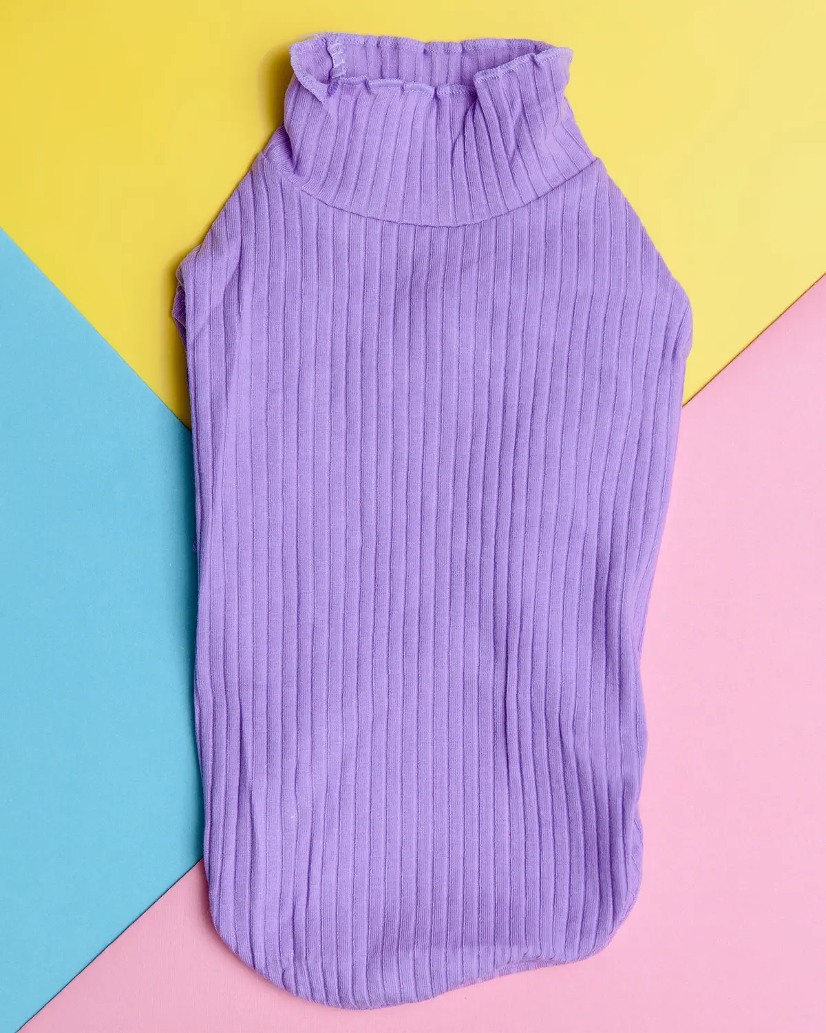 Ruffle Cuff Ribbed Dog Turtleneck In Lilac 1