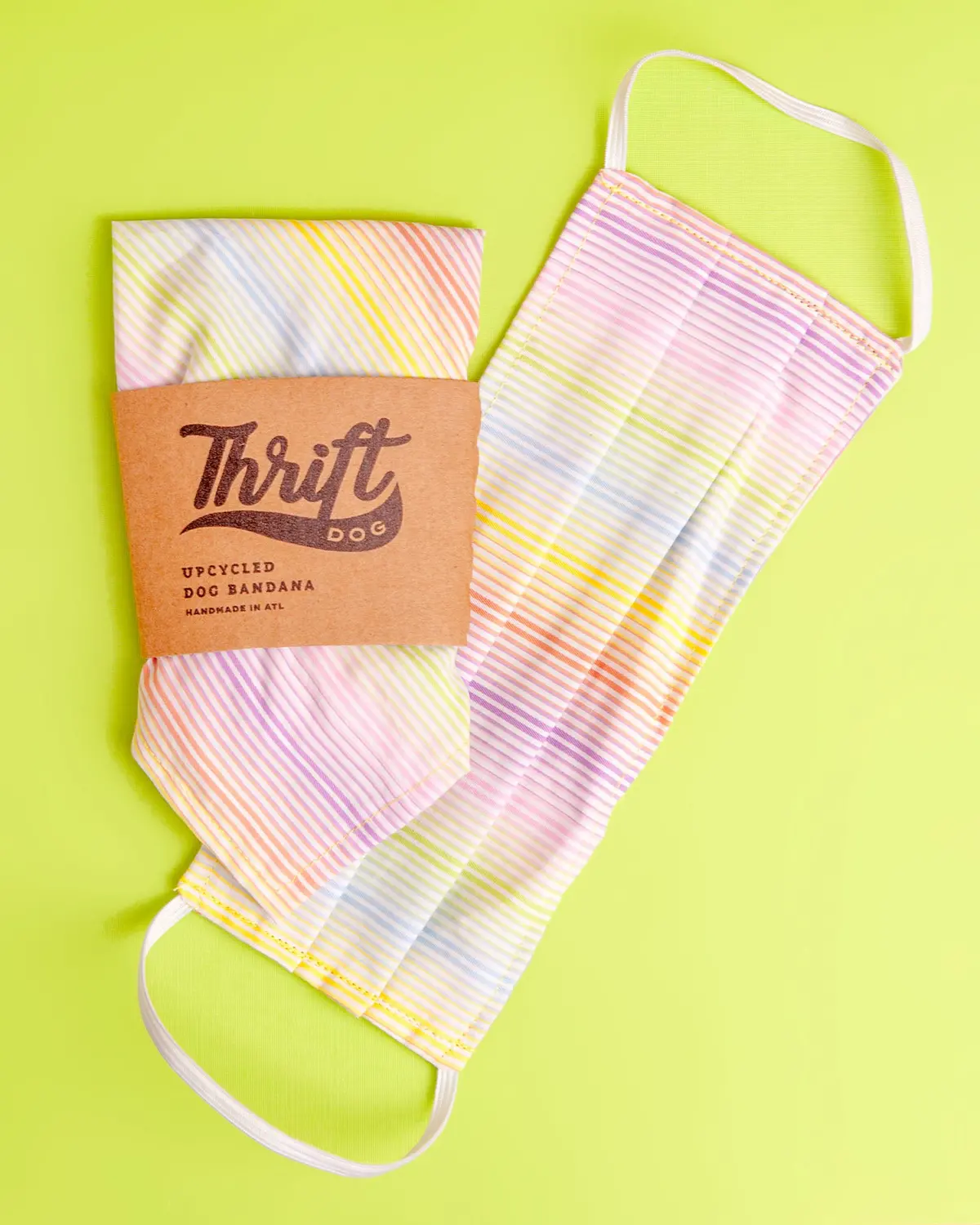 Matching Face Mask & Dog Bandana Set In Sunset Stripe (Final Sale) 1