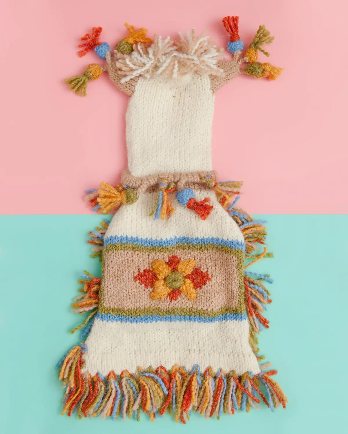 Mama Llama Festive Hand Knit Sweater Poncho (Dog & Co. Exclusive) (Final Sale) 1