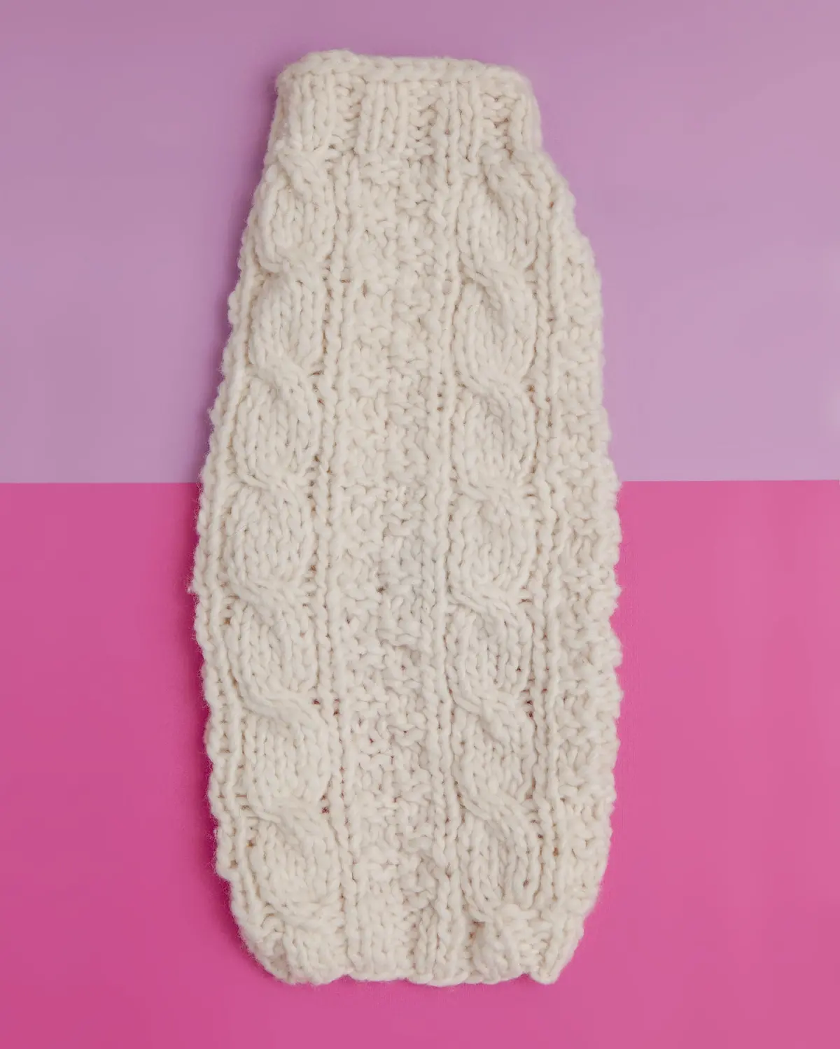 Cable Knit Wool Dog Sweater In Natural 1
