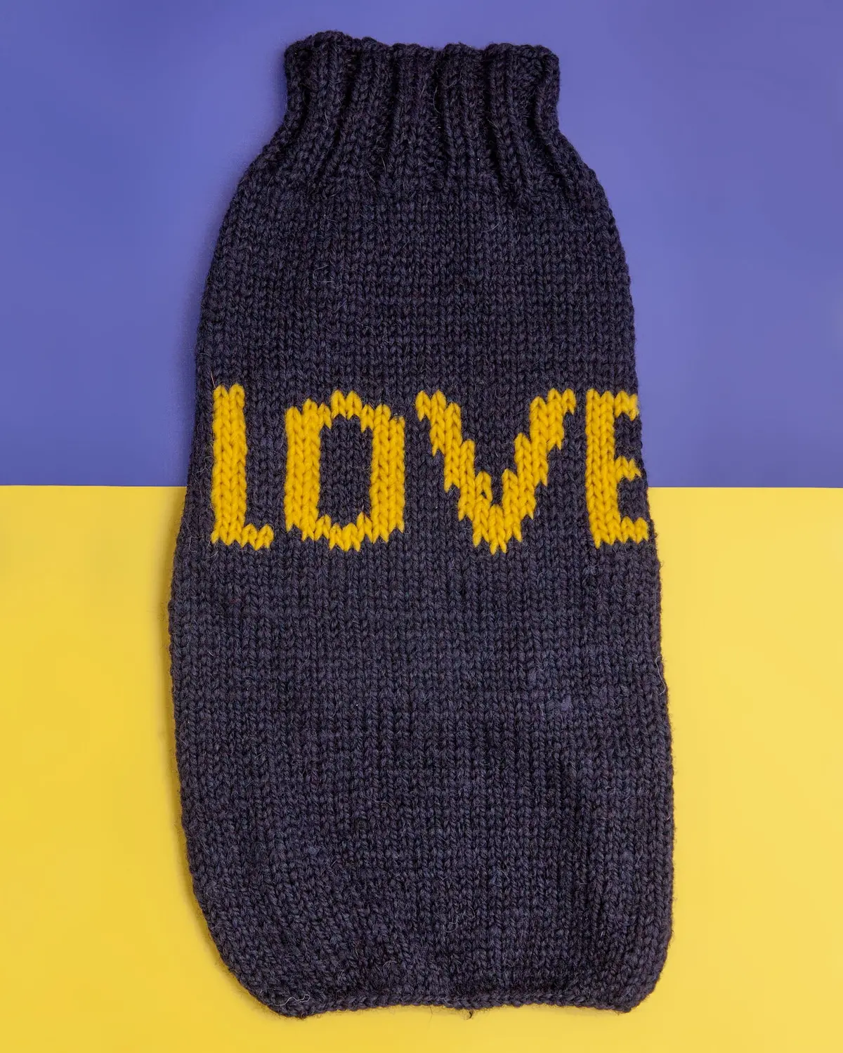 "Love" Knit Dog Sweater In Navy Alpaca  << Clearance >> 1