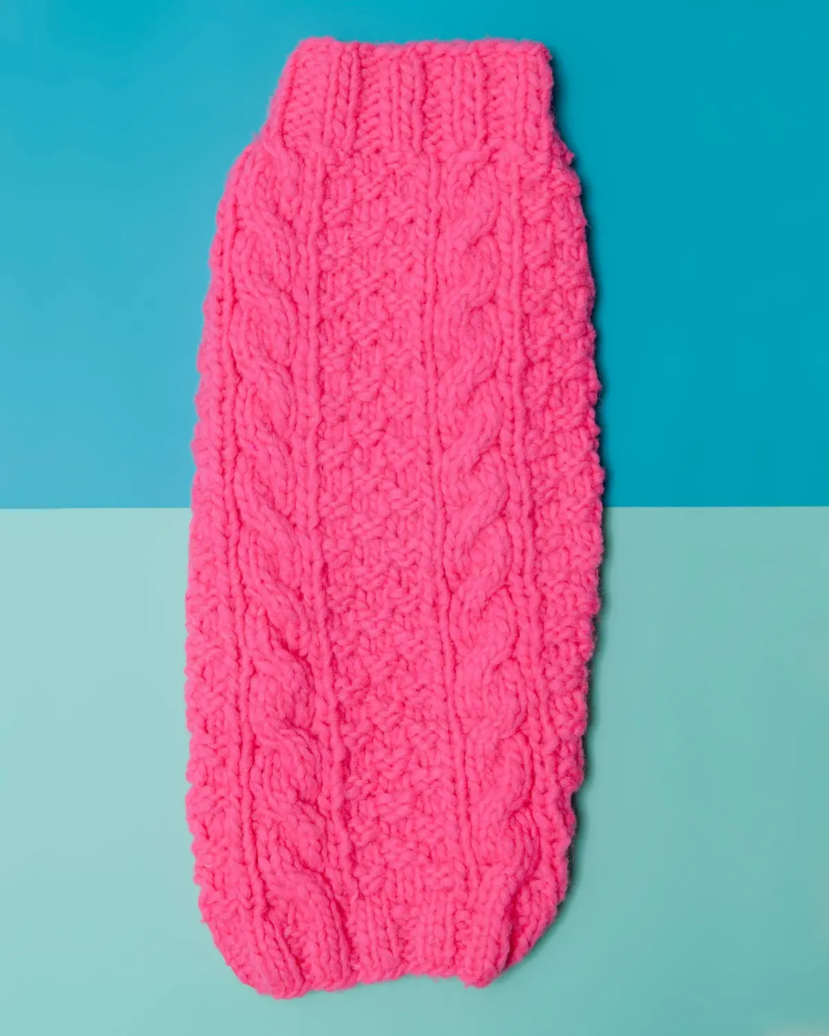 Cable Knit Wool Dog Sweater In Neon Pink << Final Sale >> 1