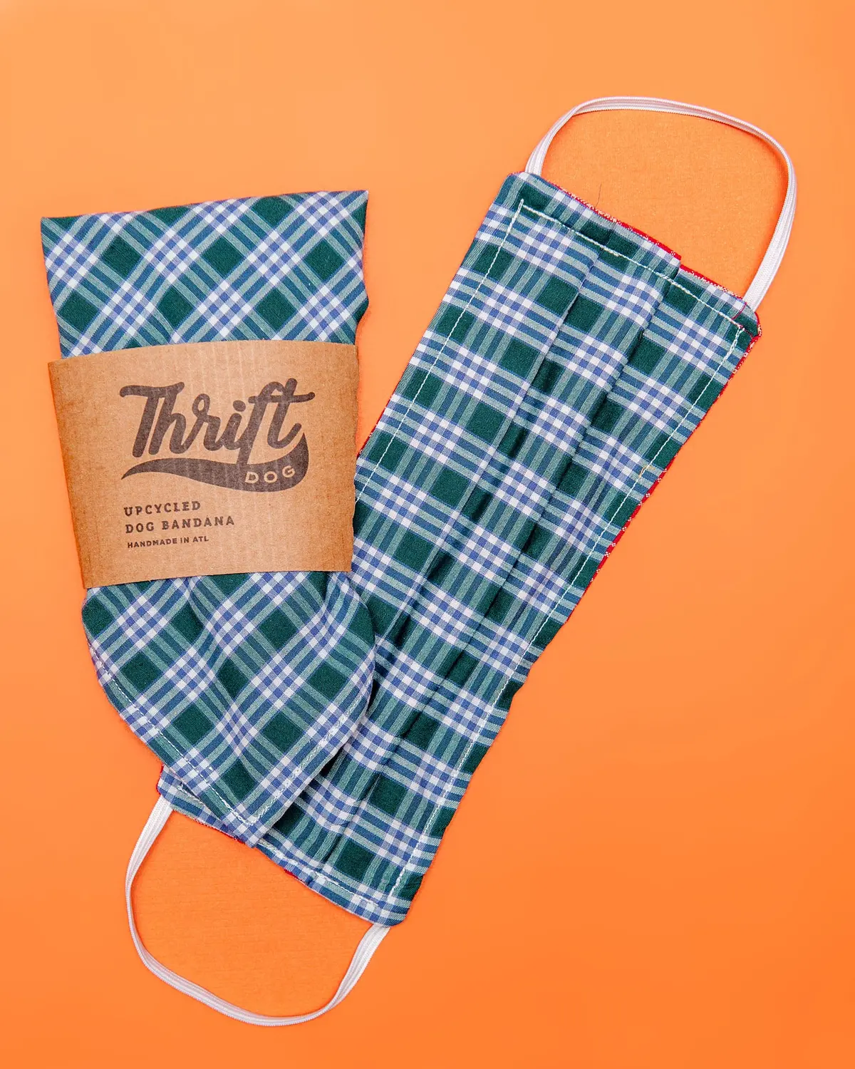 Matching Face Mask & Dog Bandana Set In Wintergreen Check 1